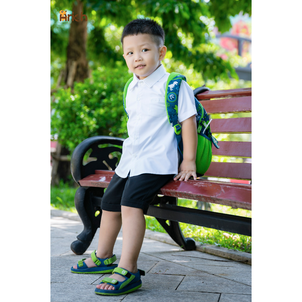 Áo sơ mi sợi tre Airch phối họa tiết sang trọng, cao cấp cho bé size 12kg-33kg