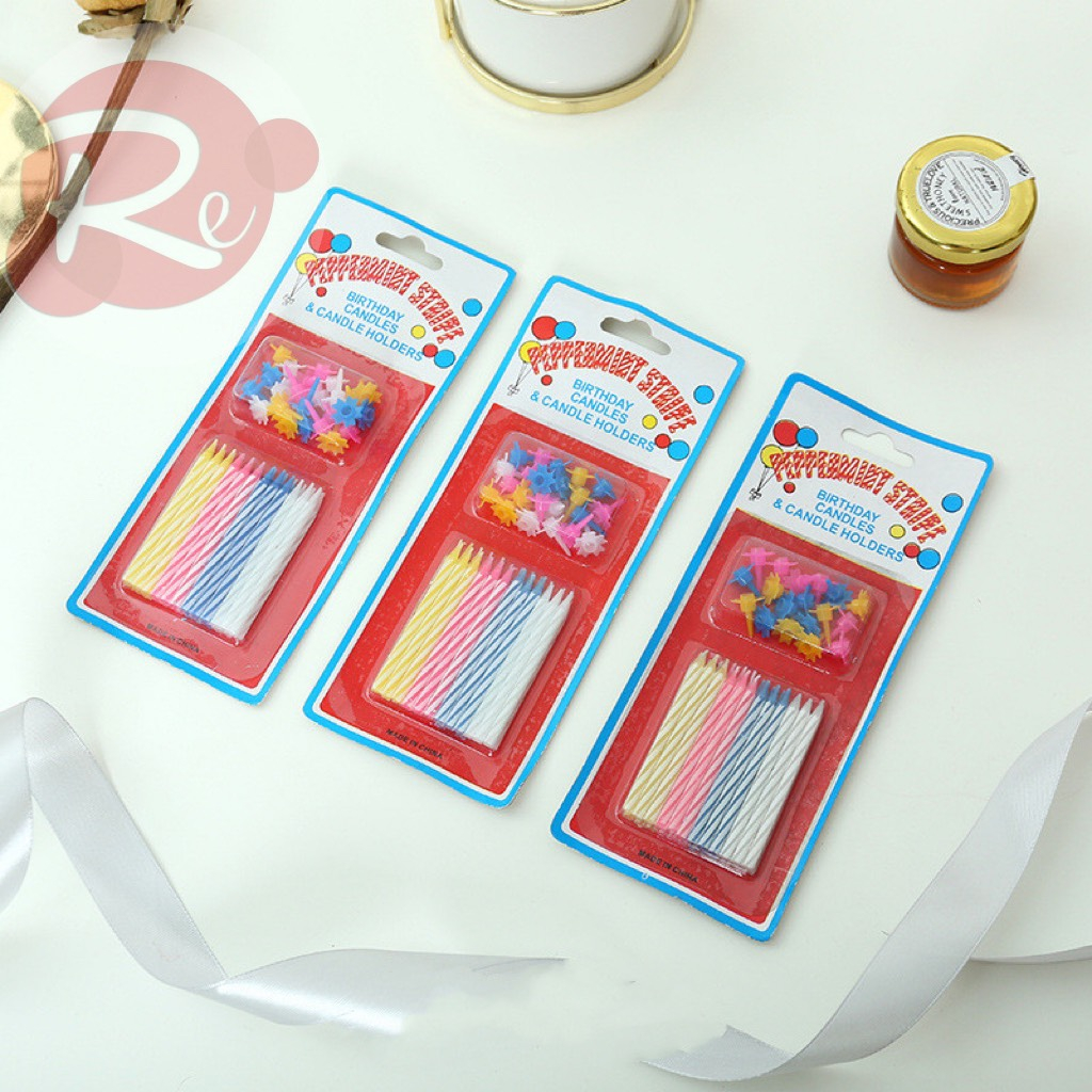 [SIÊU RẺ❤️] – Nến xoắn có chân (Hộp 24 vỉ) - Trang trí bánh sinh nhật bánh kem