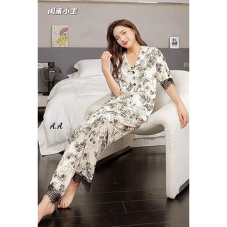 Sét 2 bộ ngủ lụa viền ren 2mùa