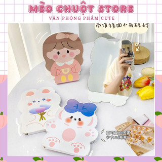 Gương xếp để bàn trang điểm hình dáng chibi hoạt hình cute dễ thương 16cm x 12cm