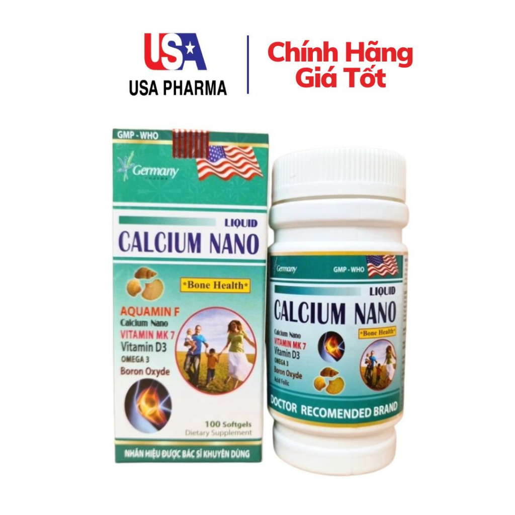 Viên uống bổ sung CANXI LIQUID CALCIUM NANO phát triển chiều cao, chắc khỏe xương, giảm đau nhức xương - Hộp 100 Viên