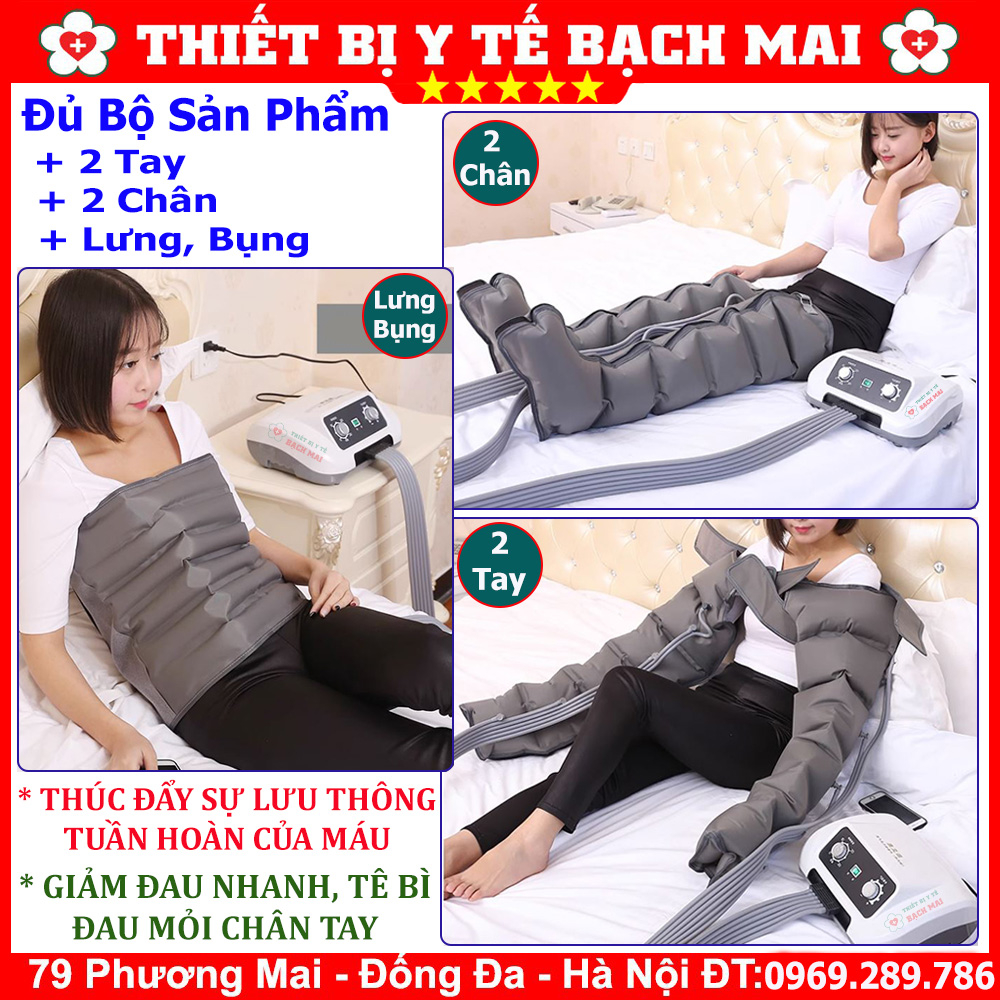 [FULL ĐẦY ĐỦ BỘ] Máy Nén Ép Suy Giãn Tĩnh Mạch - 6 Khoang Thoáng Khí - 2 Chân + 2 Tay + Eo + Quà Tặng