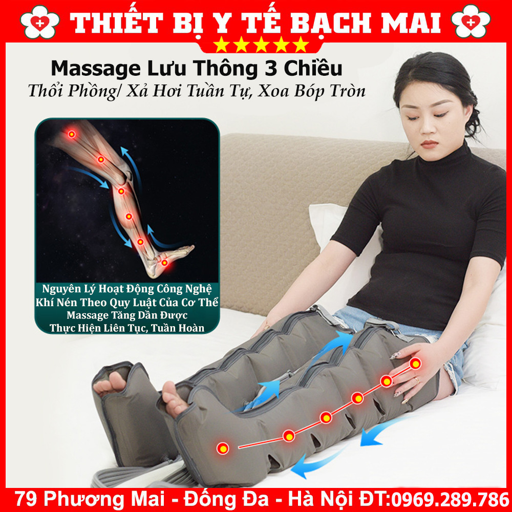[FULL ĐẦY ĐỦ BỘ] Máy Nén Ép Suy Giãn Tĩnh Mạch - 6 Khoang Thoáng Khí - 2 Chân + 2 Tay + Eo + Quà Tặng