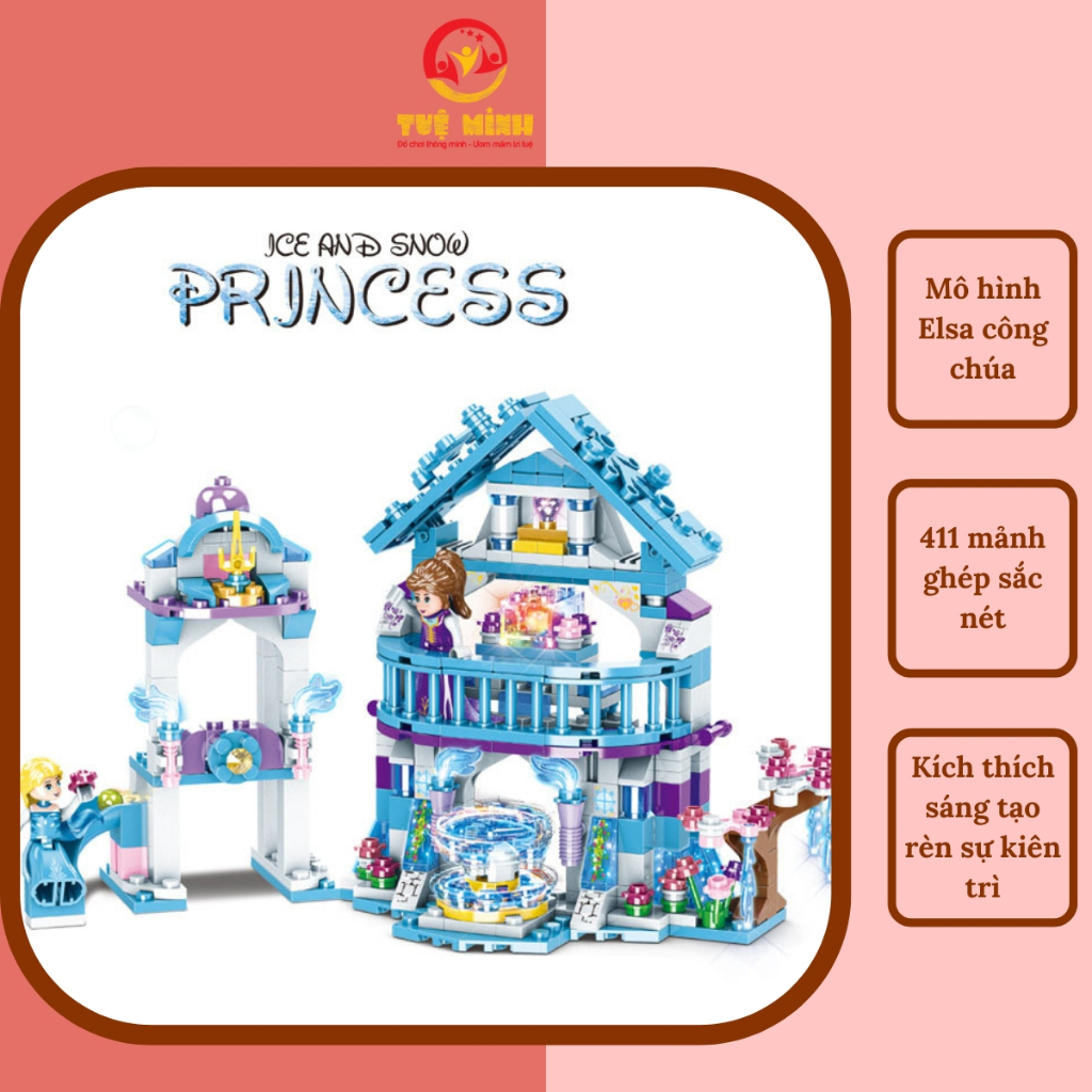 Đồ chơi trẻ em xếp hình công chúa elsa lâu đài tuyết dành cho bé gái Tuệ Minh Kids