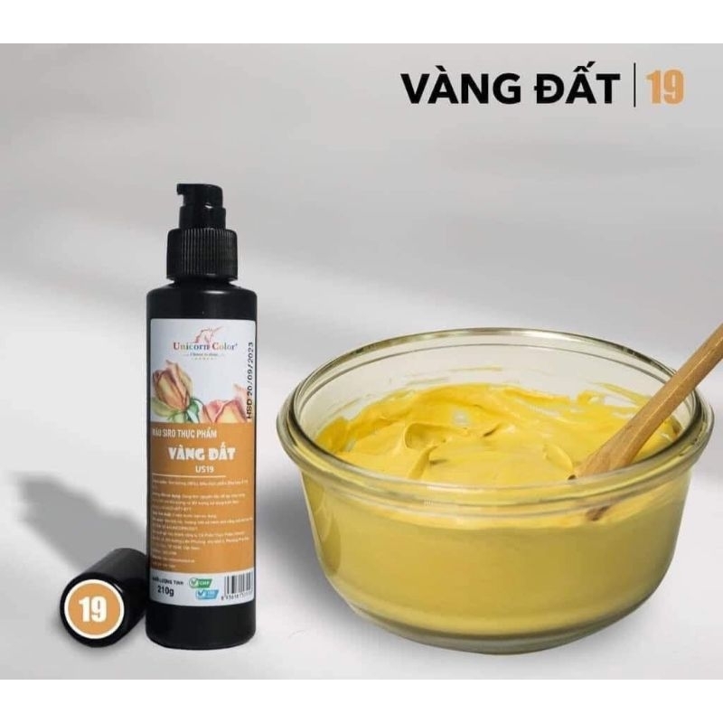 Màu siro thực phẩm Unicorn VÀNG ĐẤT  (chai 210g)
