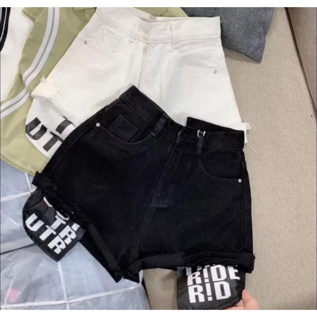 Quần short jean nữ mix túi trong dài, quần đùi nữ chất liệu kaki jean phong cách Hàn Quốc