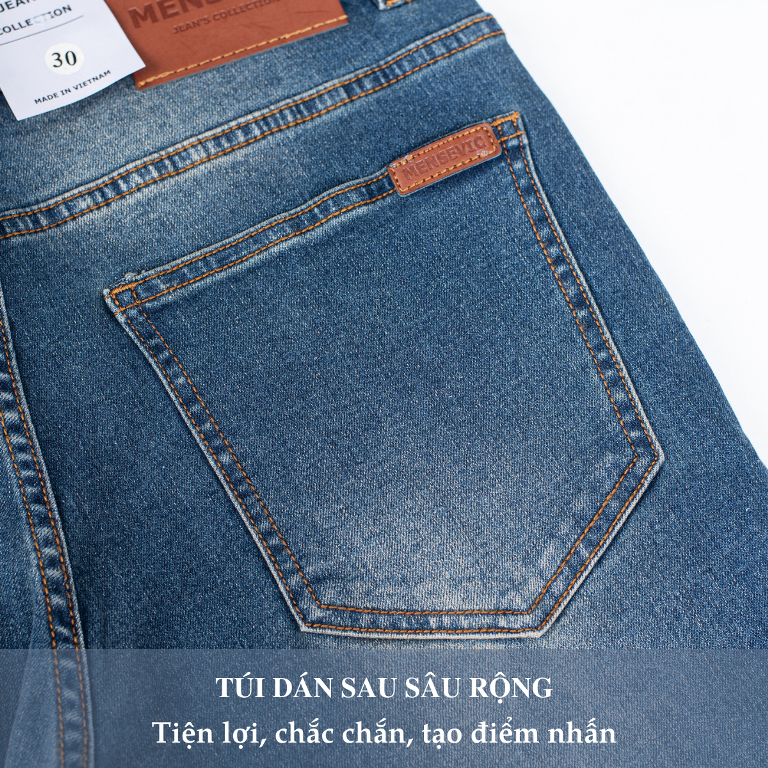 Quần Jean Nam H90, Ống Côn Dáng Ôm Slimfit, Chất Bò Co Giãn Vận Động Thoải Mái, Vải Mềm Mịn, Bền Màu MTRJ010