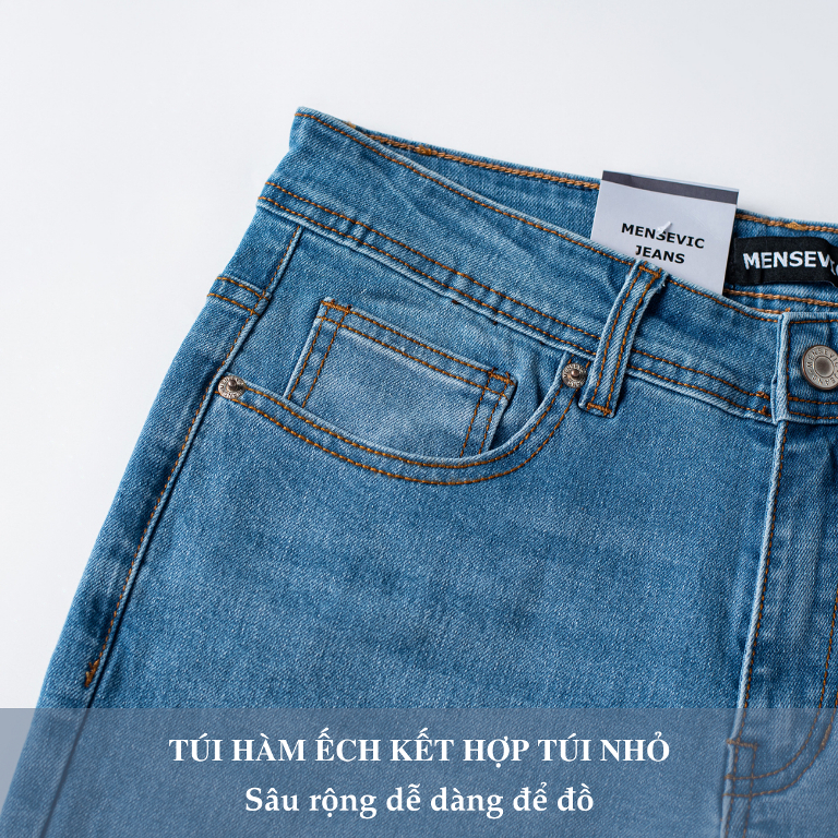 Quần Jean Nam H90, Ống Côn Dáng Ôm Slimfit, Chất Bò Co Giãn Vận Động Thoải Mái, Vải Mềm Mịn, Bền Màu MTRJ010