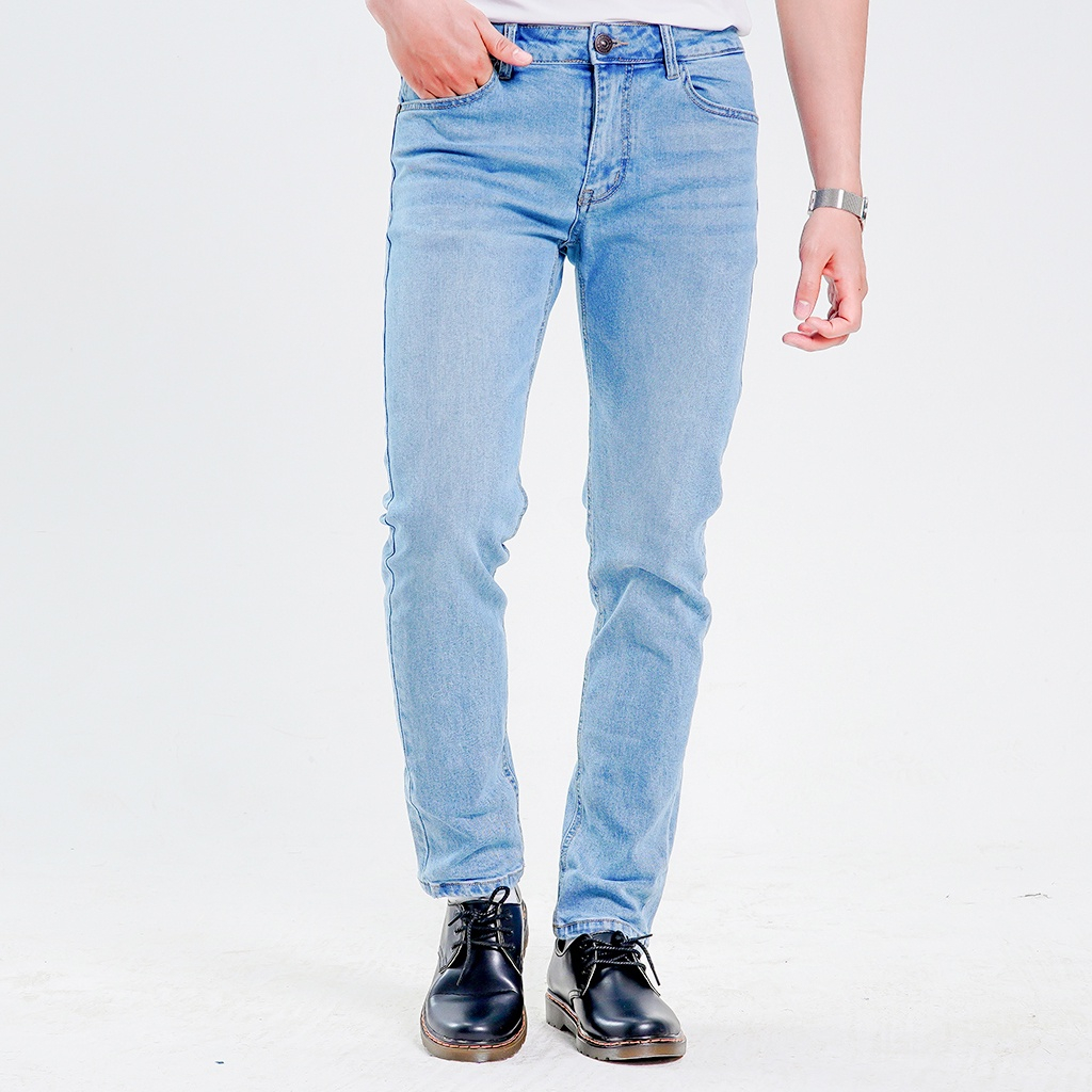 Quần Jean Nam H90, Ống Côn Dáng Ôm Slimfit, Chất Bò Co Giãn Vận Động Thoải Mái, Vải Mềm Mịn, Bền Màu HTRJ006