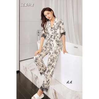 Sét 2 bộ ngủ lụa viền ren 2mùa