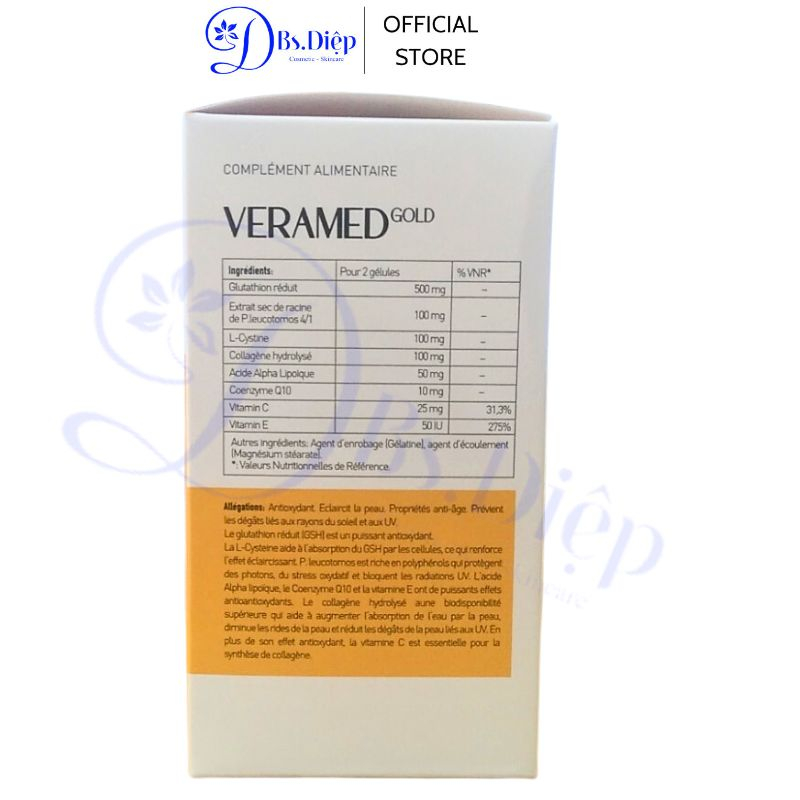 Viên uống chống oxy hóa, hỗ trợ làm sáng da và giảm nguy cơ lão hóa da VERAMED GOLD