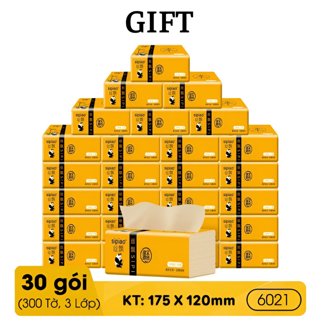 Giấy Ăn Tre Sipiao - Khăn Giấy Khô Rút Dai Mềm Mịn 3 Lớp