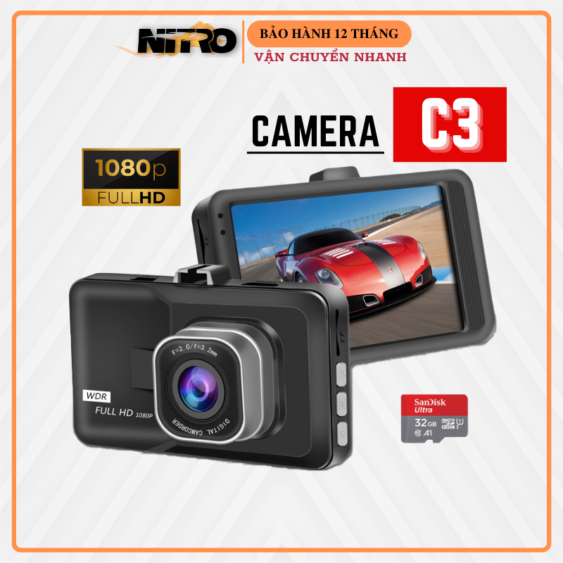 Camera hành trình ô tô C3 Vehicle Blackbox Full HD 1080P, camera xe hơi 1 đổi 1 trong 12 tháng