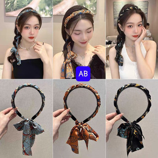 Bờm cài tóc nữ tết dây lụa họa tiết dễ thương