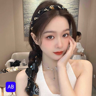 Bờm Cài Tóc Nữ Tết Dây Lụa Họa Tiết Dễ Thương