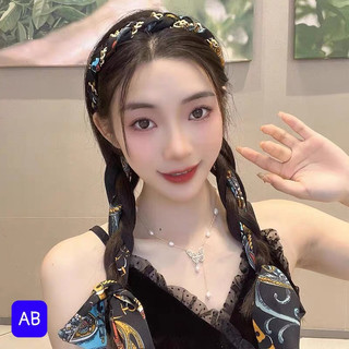 Bờm Cài Tóc Nữ Tết Dây Lụa Họa Tiết Dễ Thương