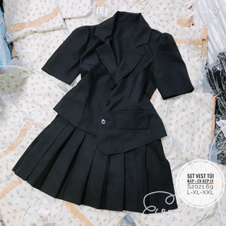 (SET BIGSIZE 50KG ĐẾN 90KG ) set áo vest tà lệch và váy