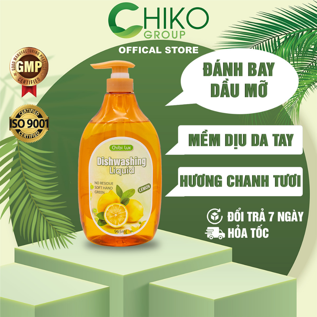 Nước rửa chén CHIKO Chibilux Dishwashing Chanh Tươi 965ml
