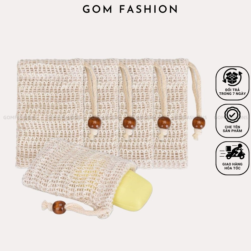 Túi Lưới Tạo Bọt Xà Phòng GOMTAT Tiện Lợi Sợi Linen Tự Nhiên, Kích Thước 9*14cm -TUIXAPHONG