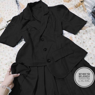 (SET BIGSIZE 50KG ĐẾN 90KG ) set áo vest tà lệch và váy