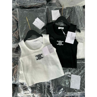 Áo len dáng croptop ba lỗ hàng QC