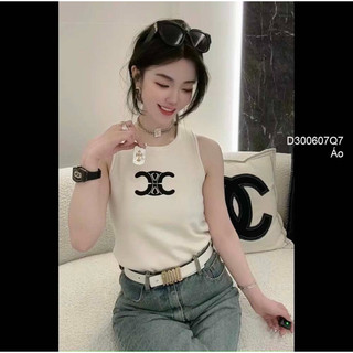 Áo len dáng croptop ba lỗ hàng QC