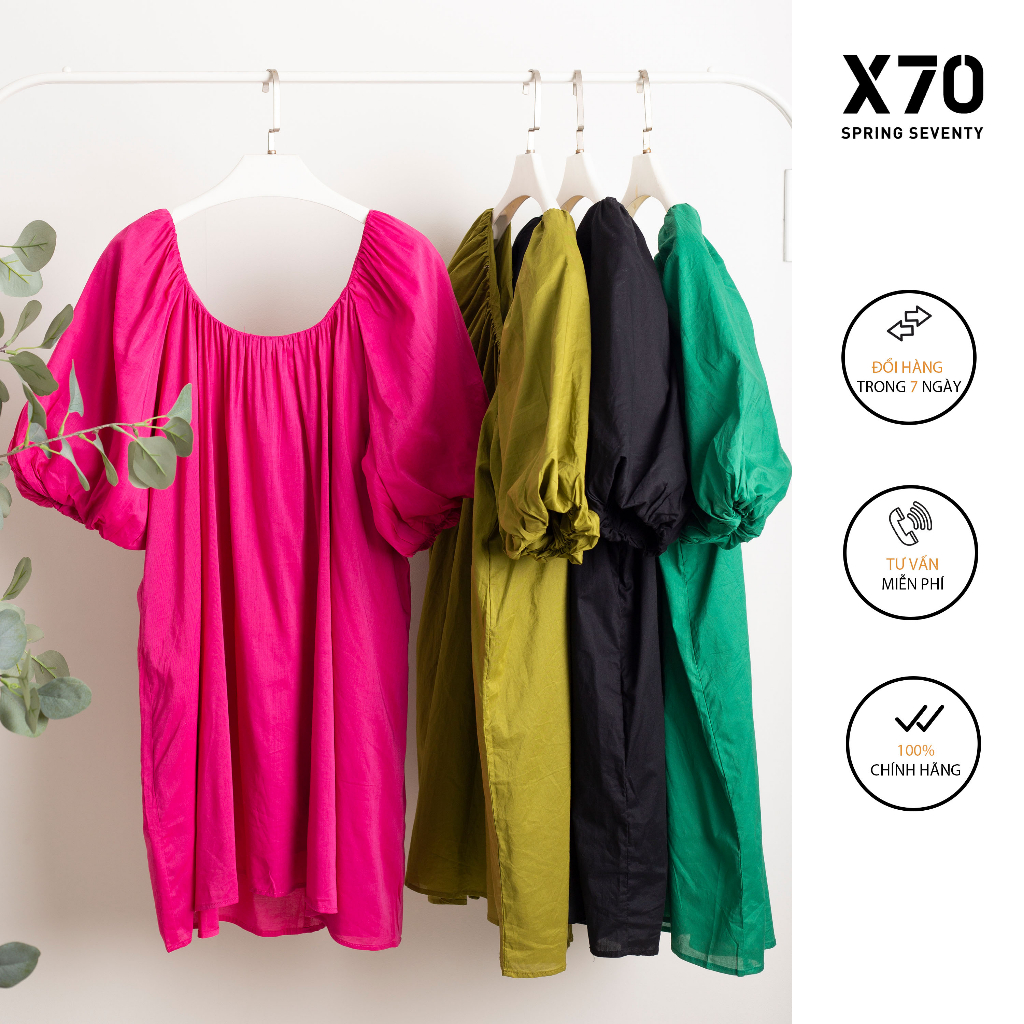 Đầm Nữ Trơn Babydoll Phom Rộng Thiết Kế Tay Phồng Thời Trang X70 - 00800004