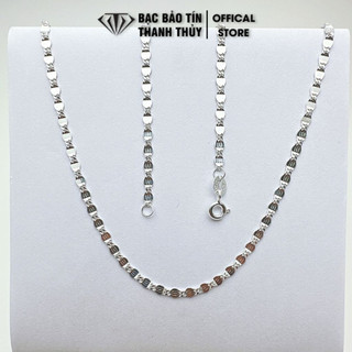 Dây chuyền bạc nữ, dây bạc ý kiểu lá phay Bảo Tín Thanh Thủy, chất liệu bạc ta nguyên chất dài 45 cm, rộng 0.25 cm