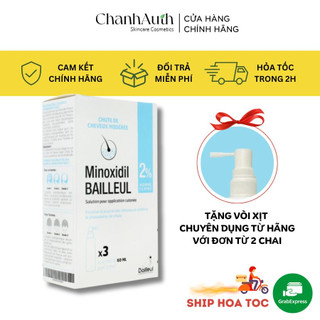 Xịt mọc tóc Minoxidil Bailleul 2% ngăn rụng tóc, kích thích mọc tóc 1 hộp 3 lọ 60ml