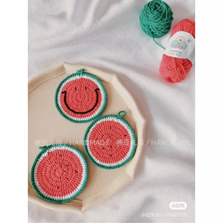 Đế lót ly bằng len handmade/ Đế lót ly bằng len dưa hấu