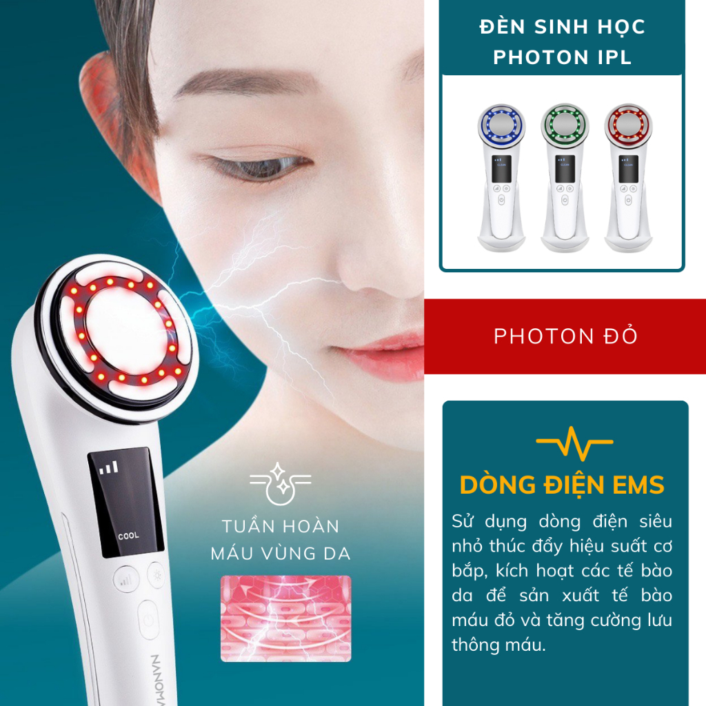 Máy Điện Di Tinh Chất NanoSkin C812, Nâng Cơ Chăm Sóc Da Mặt, Dưỡng Trắng ION, F-Vibration 42 Độ C Làm Sạch Sâu