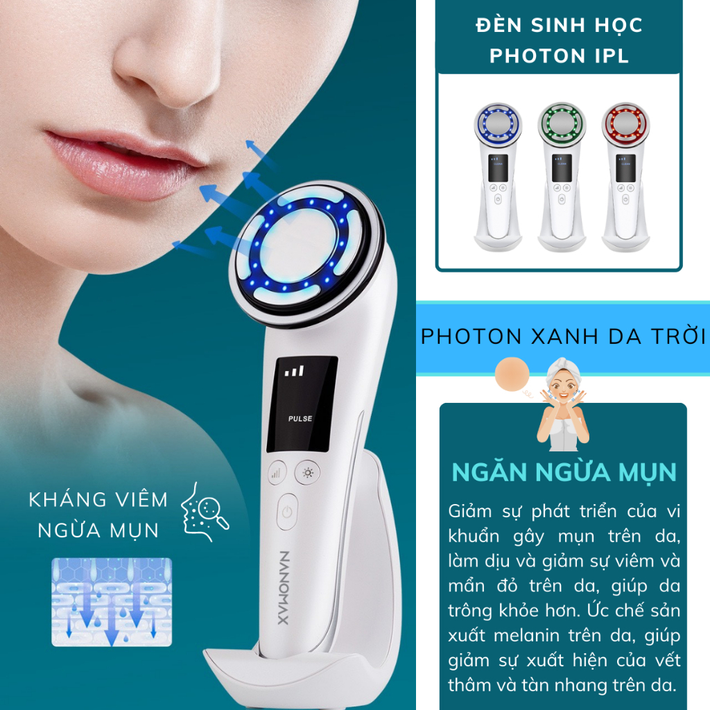 Máy Điện Di Tinh Chất NanoSkin C812, Nâng Cơ Chăm Sóc Da Mặt, Dưỡng Trắng ION, F-Vibration 42 Độ C Làm Sạch Sâu