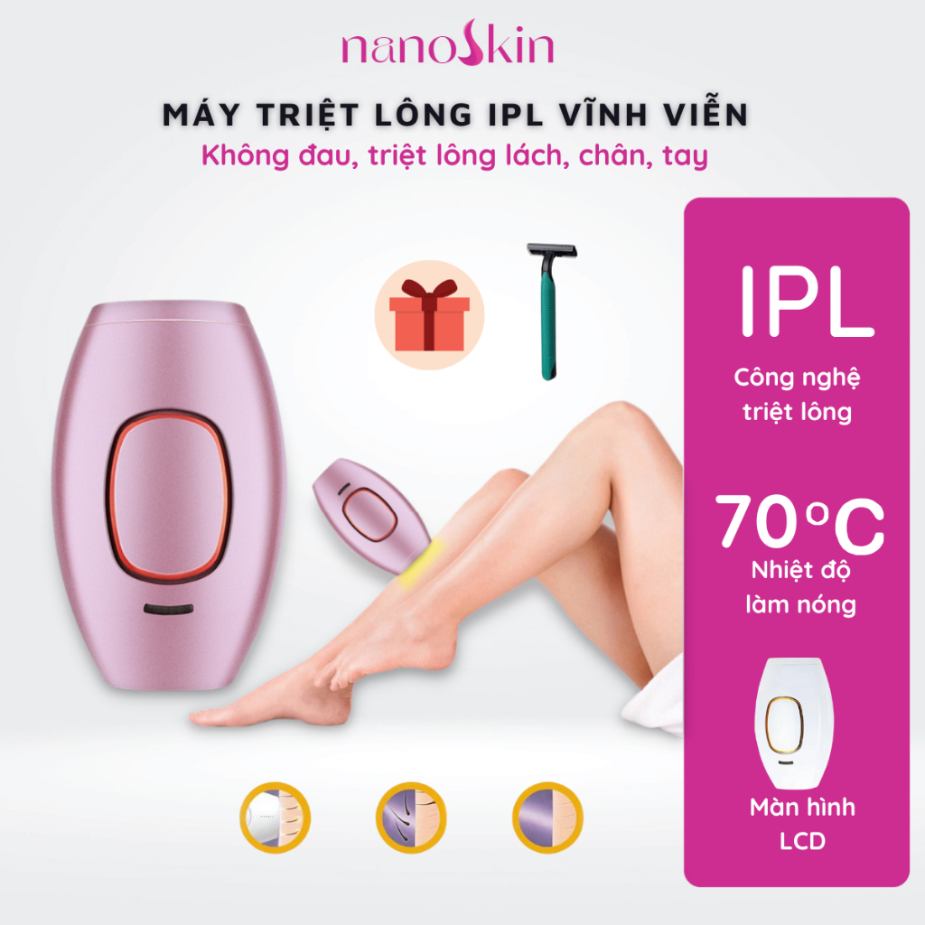 Máy Triệt Lông IPL NanoSkin Không Đau Chính Hãng Tẩy Lông Vĩnh Viễn Lông Nách, Lông Tay, Chân, Lông Vùng Kín