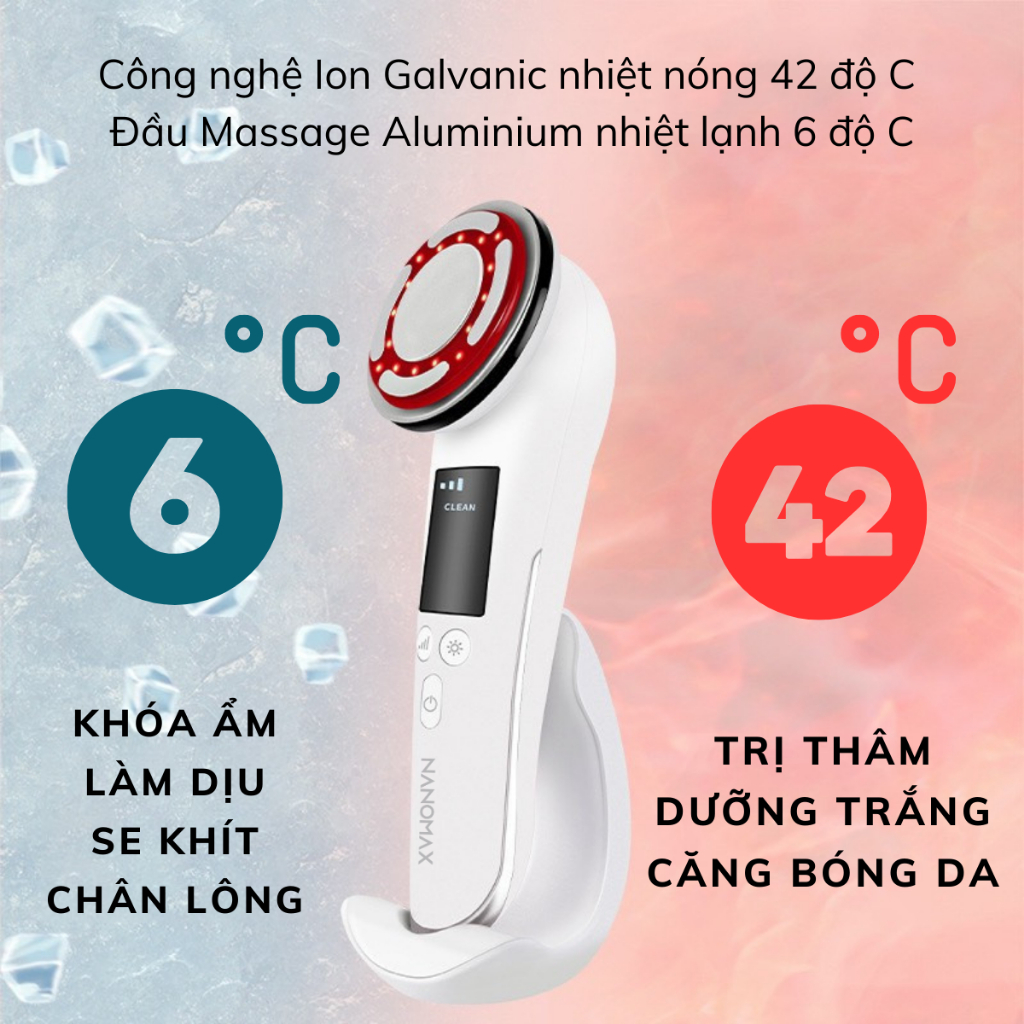 Máy Điện Di Tinh Chất NanoSkin C812, Nâng Cơ Chăm Sóc Da Mặt, Dưỡng Trắng ION, F-Vibration 42 Độ C Làm Sạch Sâu