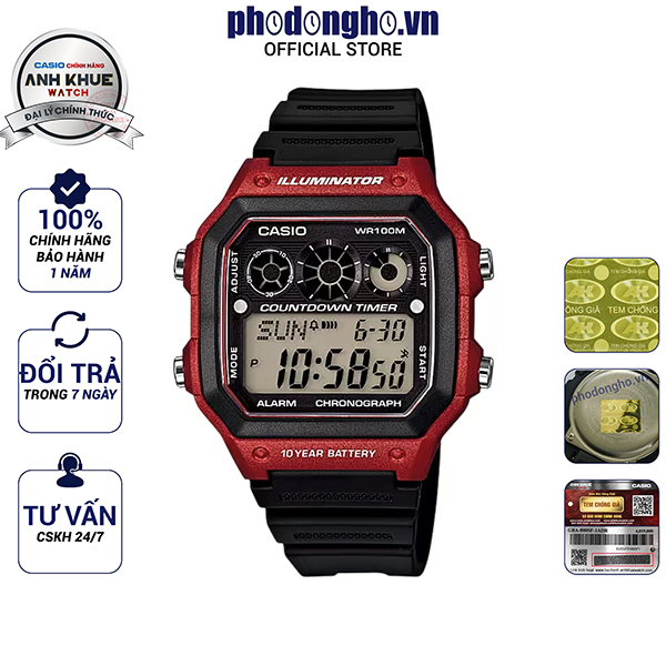 Đồng hồ nam dây nhựa Casio chính hãng Anh Khuê AE-1300WH-4AVDF