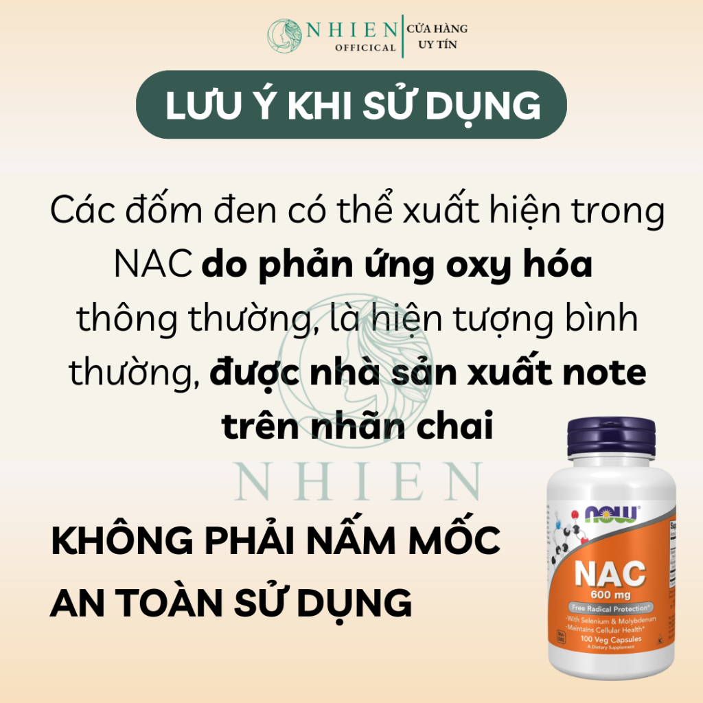 Viên uống NAC Now 600mg giải độc gan, 100 viên
