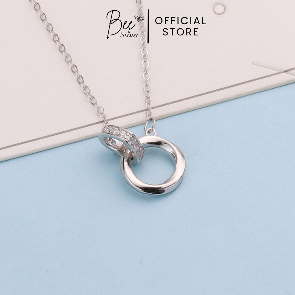 Dây chuyền bạc nữ 925 mặt trái tim tròn nối nhau Bee Silver Amora Necklace
