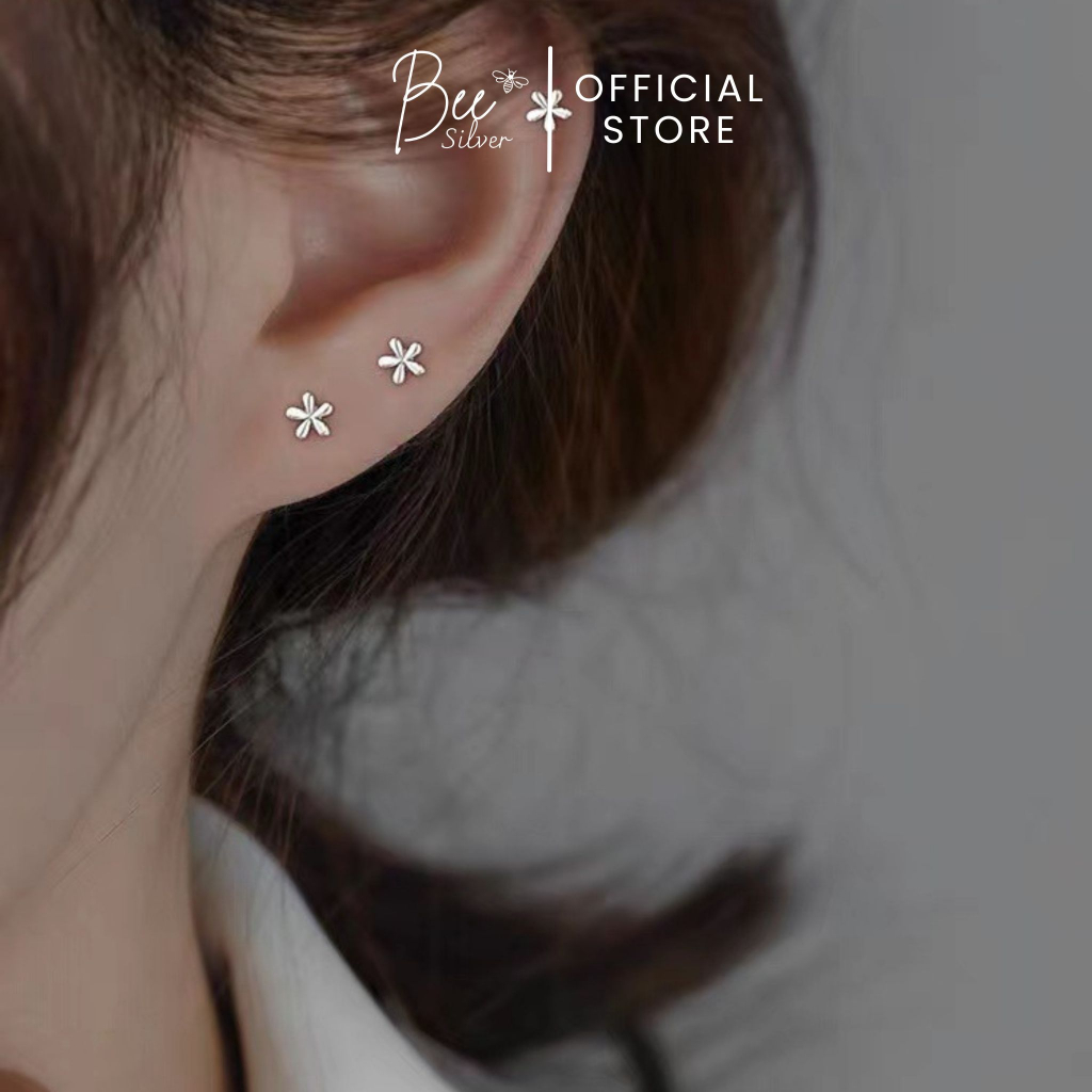 Khuyên tai nữ, hoa tai bạc Bee Silver hình hoa nhỏ nhắn xinh xắn đáng yêu