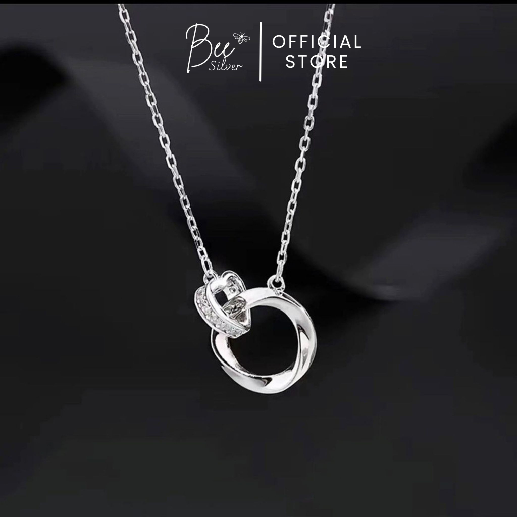 Dây chuyền bạc nữ 925 mặt trái tim tròn nối nhau Bee Silver Amora Necklace