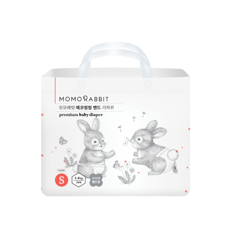 [Tặng 1 gói bỉm bơi] Bỉm Dán MOMO RABBIT Size S 4-8kg 36 Miếng