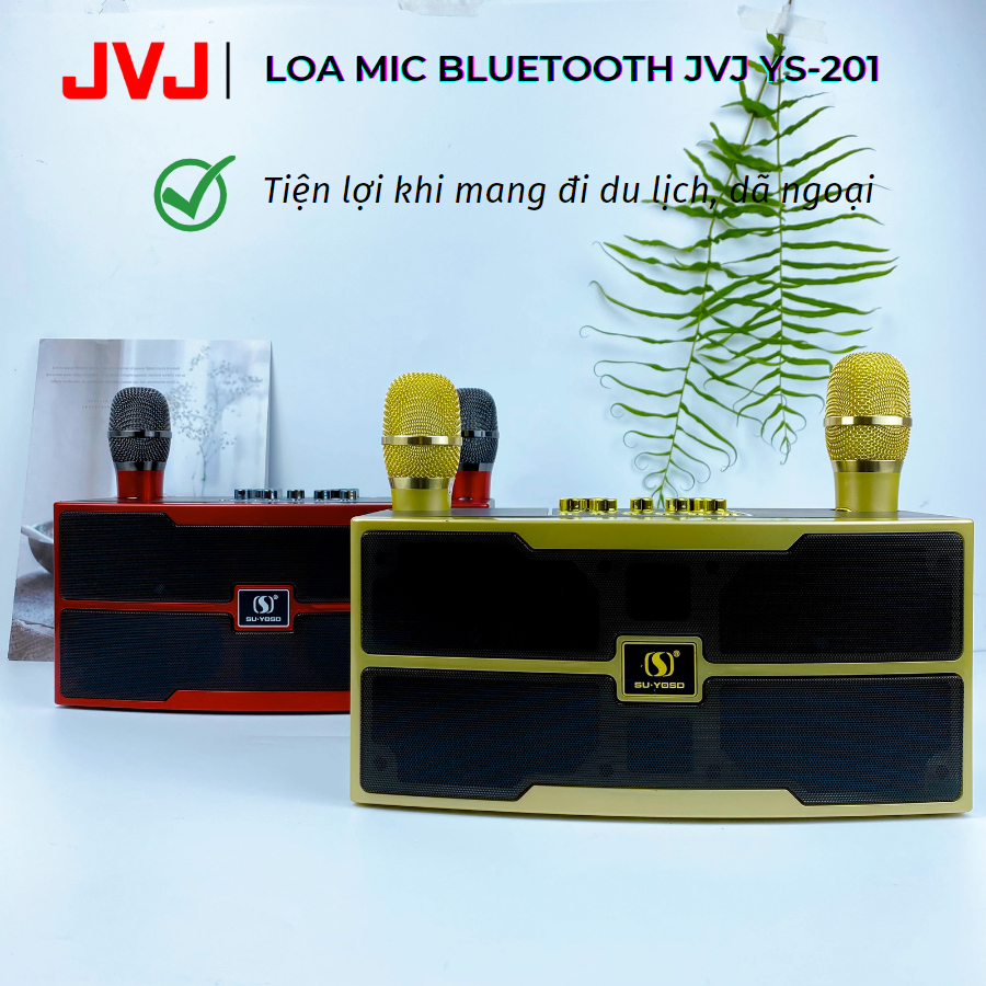 Loa bluetooth karaoke kèm 2 mic JVJ YS-201 Không dây, kèm 02 mic hát công suất lớn 30W - Bảo hành chính hãng 06 Tháng