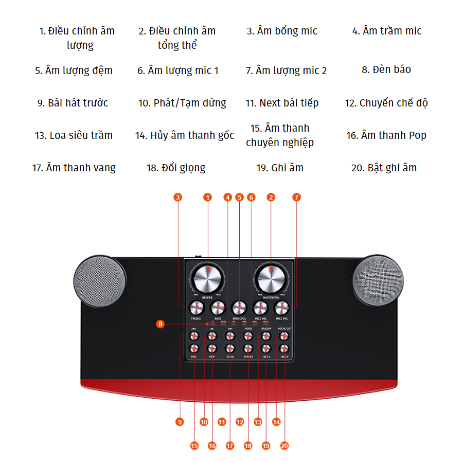 Loa bluetooth karaoke kèm 2 mic JVJ YS-201 Không dây, kèm 02 mic hát công suất lớn 30W - Bảo hành chính hãng 06 Tháng
