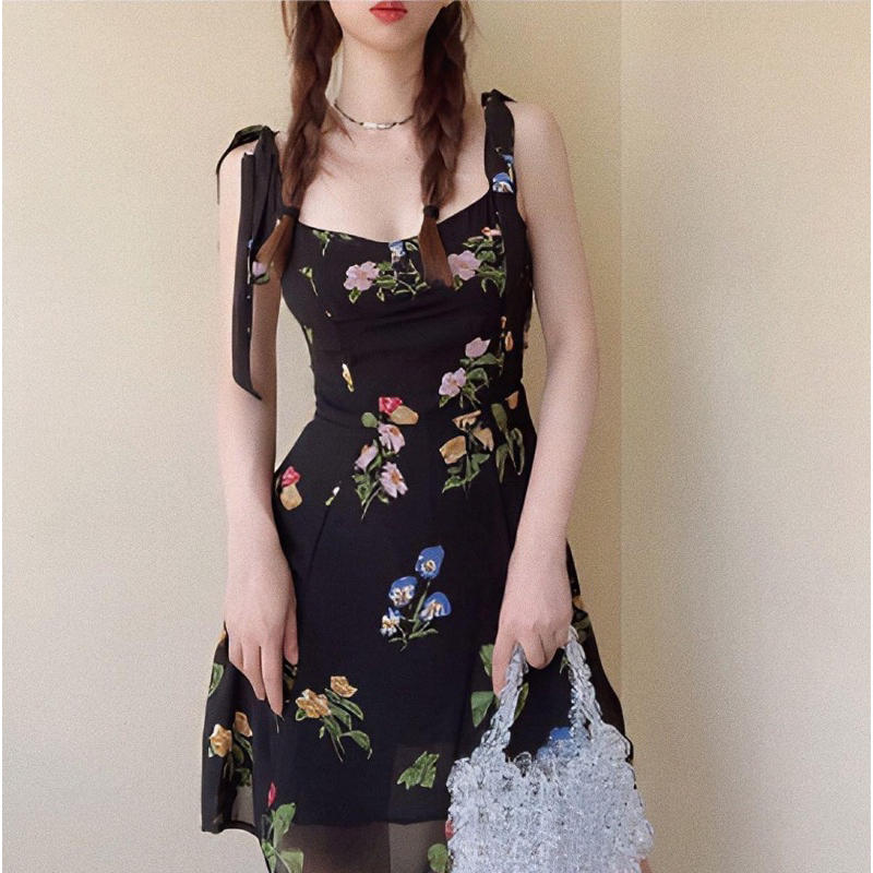 Đầm dây hoa 2 màu