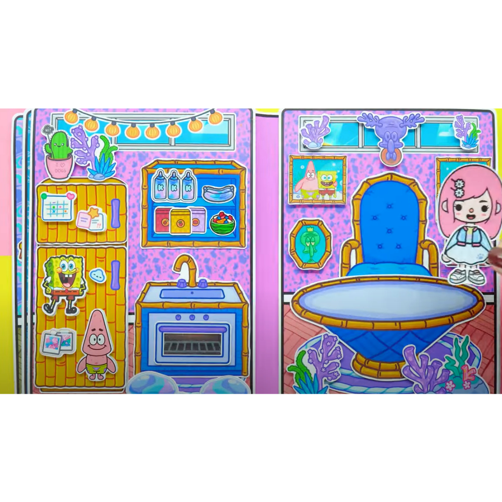 Wednesday búp bê giấy Spongebob Squarepants Quiet Book -Happyfunny