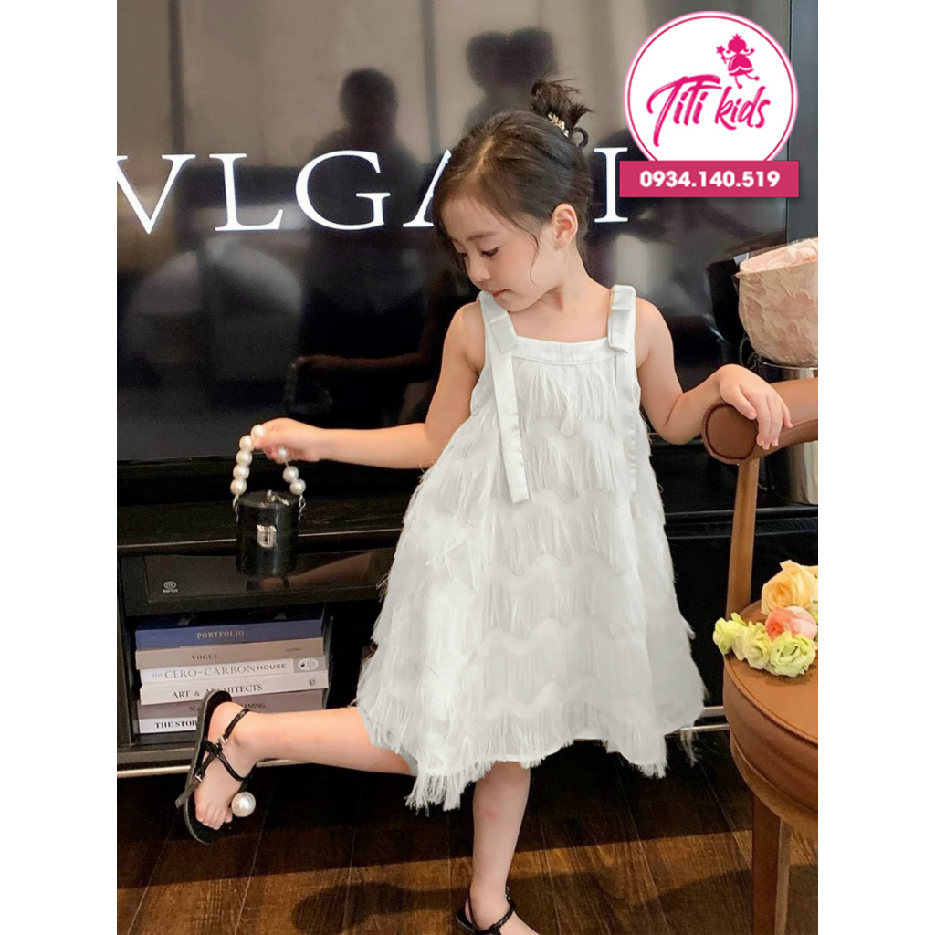Váy Tiểu Thư Cho Bé Gái TiTiKids Váy Lông Vũ Siêu Đáng Yêu V250