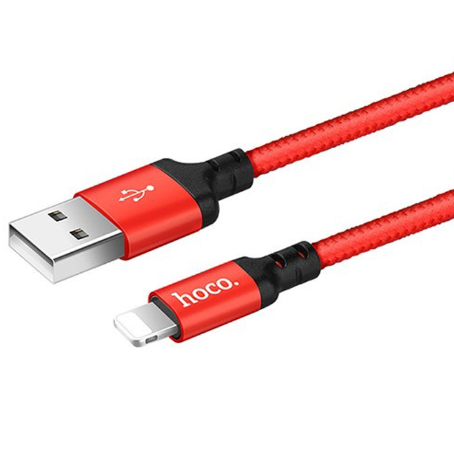 Cáp sạc 2.4A cho X/11/12/13 Hoco X14 dây dù siêu bền chống gãy gập dài 1M/2M