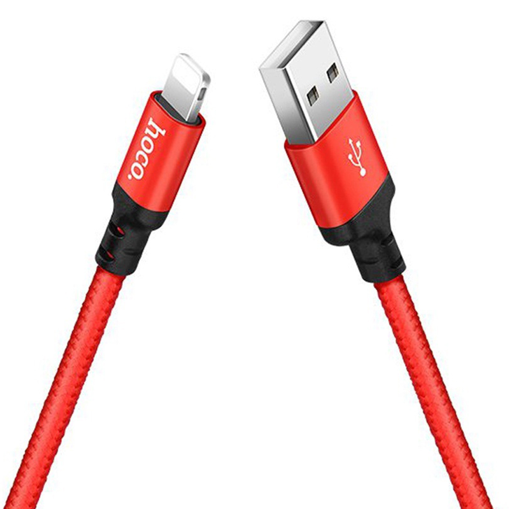 Cáp sạc 2.4A cho X/11/12/13 Hoco X14 dây dù siêu bền chống gãy gập dài 1M/2M