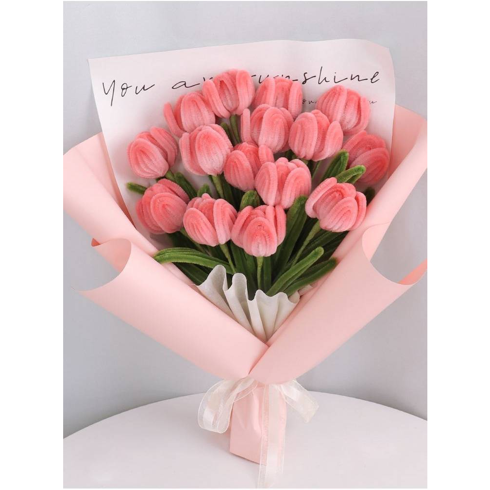 Hoa tulip kẽm nhung làm sẵn, hoa kẽm nhung tulip handmade làm quà tặng