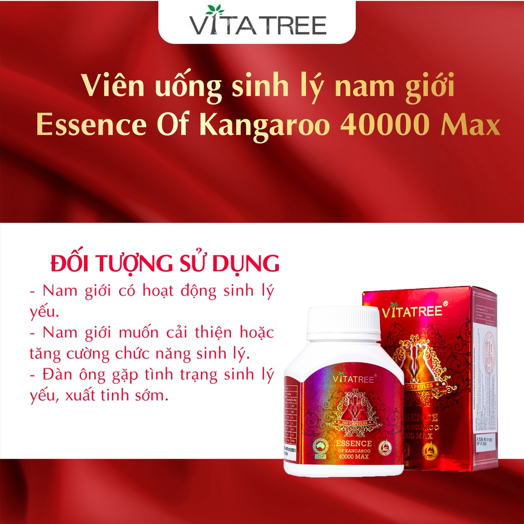 Viên uống tăng cường sinh lý nam giới Vitatree Essence Of Kangaroo 40000 Max100 viên Úc