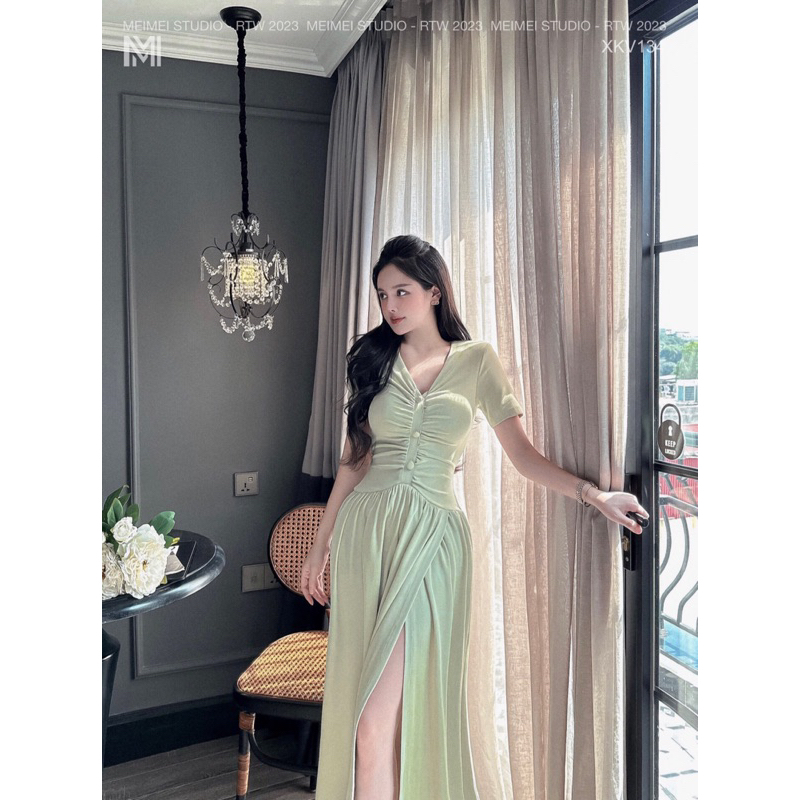 Đầm thun khuy ngực